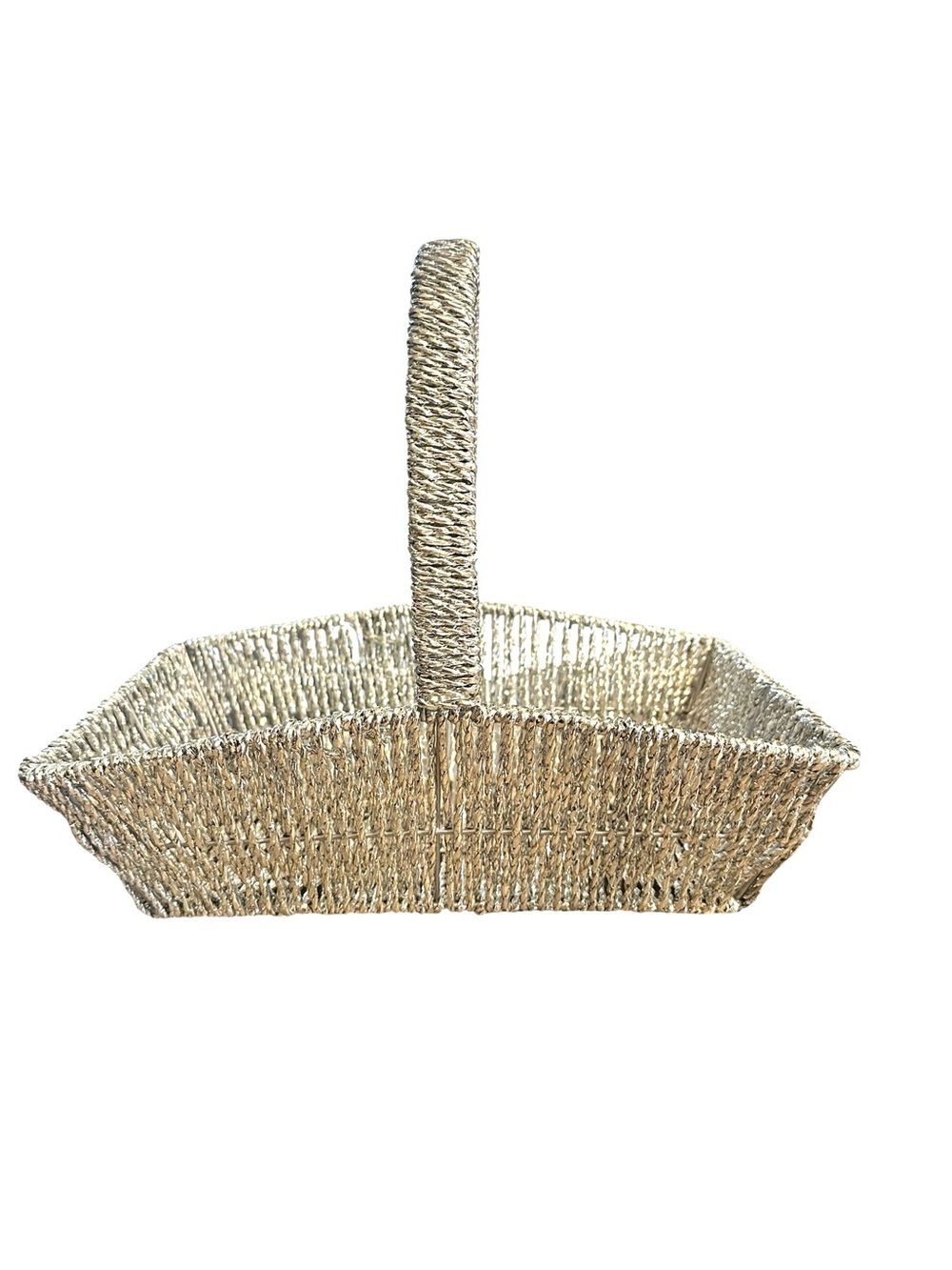Decorative Woven Basket - Metallic Silver - Modern Holiday